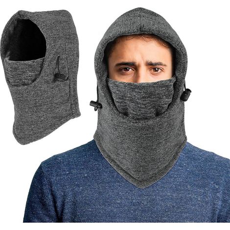 Winter Sturmhaube Fleece Unisex Winddicht Warm mit Nackenwärmer Grau (1/5)