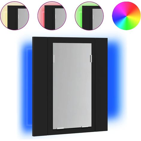 Armoire à miroir de salle de bain LED Noir 40x12x45cm Acrylique (1/5)