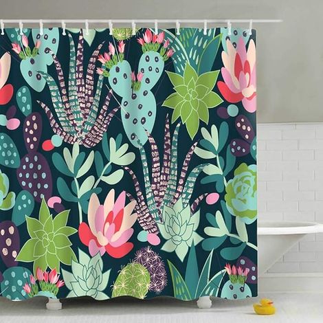 Rideau de douche 180x180 cm avec crochets pour salle de bain (1/5)