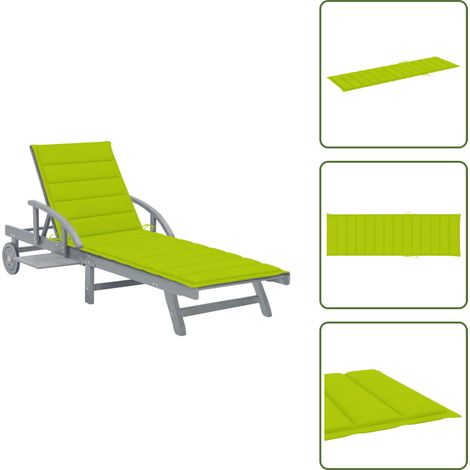 Chaise longue de jardin avec coussin Bois d'acacia solide - Chaises Longues - Chaises Longues En Bois - Mobilier De Jardin - Salon De Jardin - Bain De Soleil (1/5)