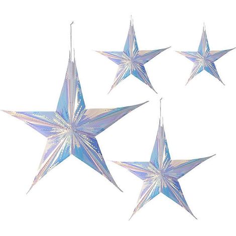 Lot de 4 étoiles décoratives à suspendre pour fêtes, anniversaires et mariages (étoiles de 60 cm, 40 cm, 30 cm et 15 cm, 1 de chaque).