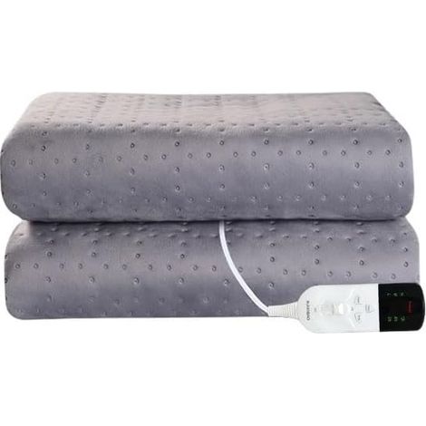 Couverture électrique simple 3 niveaux de chaleur, Couverture chauffante en flanelle, Protection contre la surchauffe 150x80cm détachable, Flanelle lavable en machine (1/5)