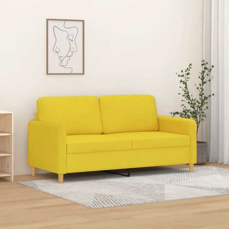 Canapé 2 places jaune clair en tissu avec cadre métal, assise 140 cm - PANGIVO (1/5)