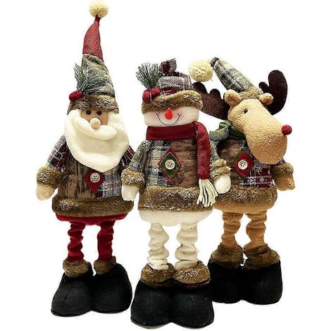 Poupée extensible en tissu à carreaux flocons de neige - Décoration de Noël pour hôtels et centres commerciaux, peluche festive (1/5)