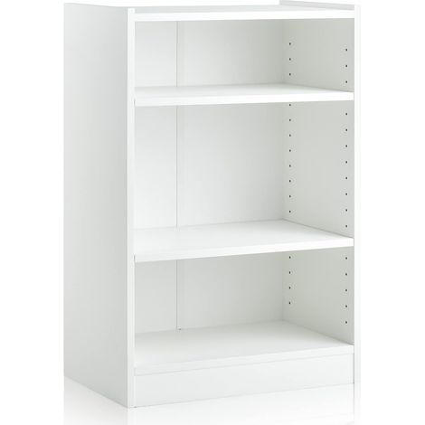 Goplus – Bibliothèque à 3 niveaux – 2 étagères réglables – Dispositif anti-basculement – Dimensions 50x30x75 cm – Finition blanche moderne (1/5)