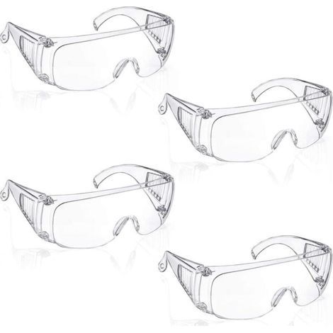 4 Paires Lunette Protection, Lunettes de Sécurité Transparentes, Lunettes de Protection la Sécurité en Laboratoire, Lunettes de Sécurité (1/5)