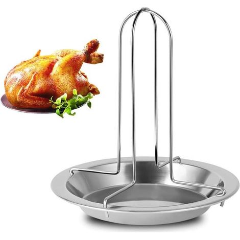 Hähnchenbratrost aus Edelstahl, geeignet für Backöfen und Grills, Geflügelgrillzubehör, Hähnchenbratrost