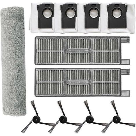 11 pièces de rechange pour aspirateur Mova Z50 Ultra/Z5 Pro/Z5 : lingette de nettoyage, brosse latérale, filtre et sac à poussière.