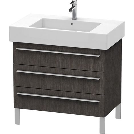 Unità Duravit X-Large Vanity a parete 6553, 2 cassettoni, 800 mm per Vero 032985 (non levigato), Colore (anteriore/corpo): impiallacciato in vero legno di quercia scuro spazzolato e vero legno - XL655307272