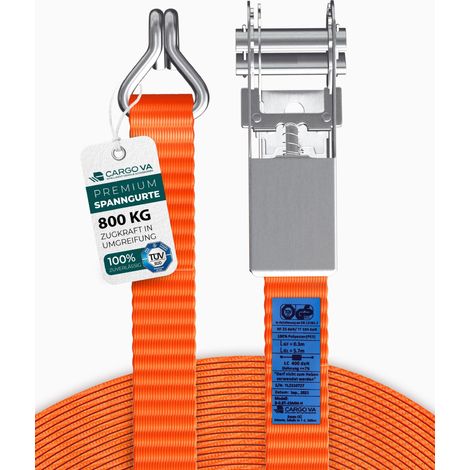 CargoVA Robuste 800kg Spanngurte mit Haken [4er Set] [4M] - TÜV/GS Zertifiziert & DIN - Vielseitig Einsetzbar - 25mm Breite - Ideal für Professionelle Anwendungen (1/5)
