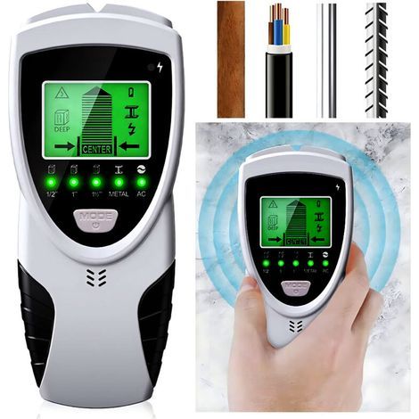 Scanner mural 5 en 1 avec écran LCD pour bois AC fil métal tuyau, electric cable detector, LCD display, Sound warning (1/4)