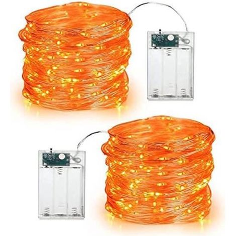 1 x Guirlande Lumineuse Orange, 6 m / 60 LED, piles AA, mode fixe et clignotant, décoration intérieure et extérieure, fêtes et DIY (1/3)