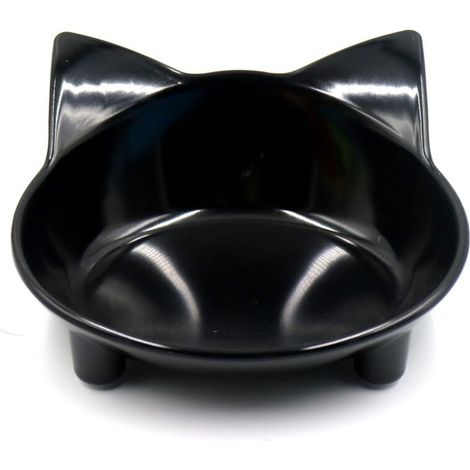 Bol pour chat noir, antidérapant, ergonomique pour le confort des moustaches. (1/5)