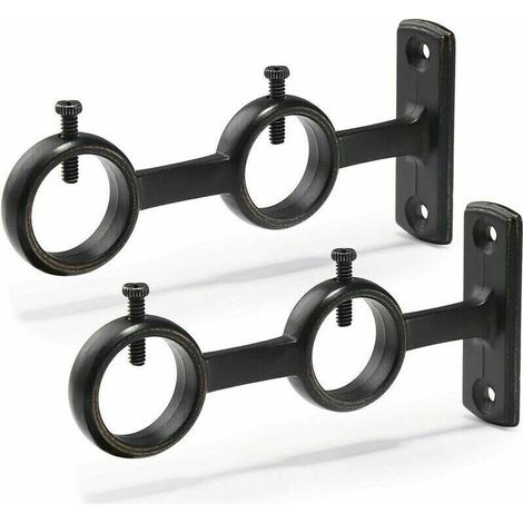 Support De Tringle À Rideau - Alliage D'aluminium - Charge Max 9,1 Kg - Convient Pour Tringles De 1,5 À 2,5 Cm De Diamètre - Noir - Lot De 2 (1/5)