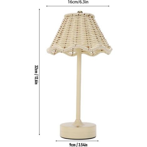 Lampe De Table - Rotin - LED Réglable 3 Niveaux 120 Lm - Température Couleur 3000K/4500K/6500K - Sans Fil USB-C - 32x16x9 Cm - 1 Pièce (1/5)
