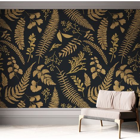 Papier peint autocollant adhésif installation rapide du papier peint durable et résistante Feuilles botaniques 312x219 cm (1/5)