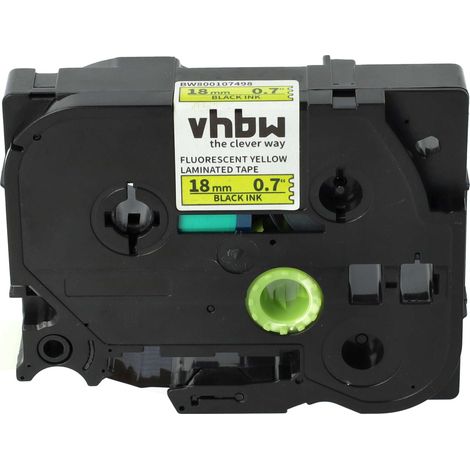 vhbw 1x Label Tape Replacement for Brother TZE-241, TZ-241 for Label Printer 18 mm, Black on Neon-Yellow (1/4)