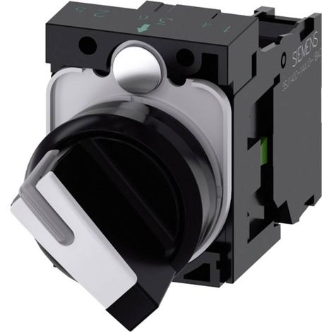 Interrupteur à 2 positions, boîtier plastique 22 mm, 1NO (non-retour), rétroéclairage noir/blanc, compatible Sirius ACT 3SU1100-2BF60-1BA0 (1/3)