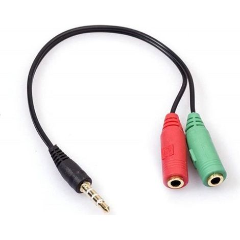 Y Splitter - INECK - Adaptateur audio 3,5 mm Jack mâle vers 2 femelles - Rouge et vert - Câble audio (1/3)