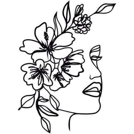 royaluxe-Art mural abstrait en métal pour femme - Silhouette minimaliste - Peinture décorative en fer forgé - Décoration murale Noir (1/4)