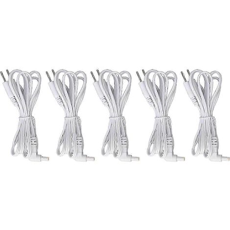 Filiyano-Lot de 5 câbles d'électrodes de rechange, connecteur 2 broches 2,35 mm, pour appareil de massage TENS, blanc, Happy H (1/5)