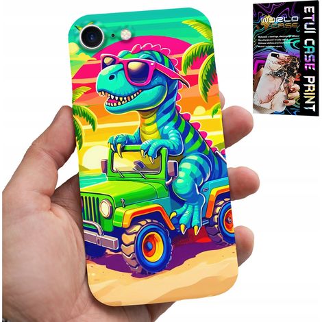 Custodia per iPhone SE / SE2 - dinosauro su un camion con disegni per bambini (1/5)