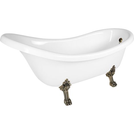 Baignoire autoportante RETRO 174,5x82x80,5cm, blanc, pieds bronze (1/5)