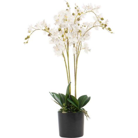 60cm Leaf Design UK Realistic Artificial Orchid Flower Display in Pot