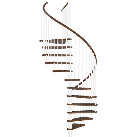 Minka Spindeltreppe Spiral Wood 38 - 305,5cm Geschosshöhe Walnuss Weiß 160cm Durchmesser
