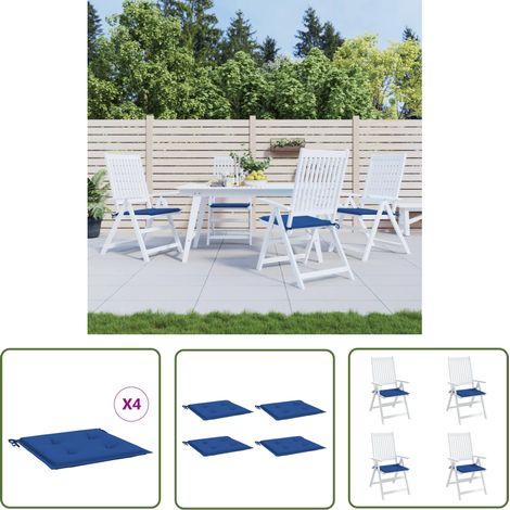 Coussins de chaise de jardin 4 pcs Bleu royal 50x50x3 cm Tissu (1/5)