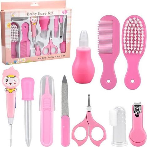 Trousse de soin pour bébé (Rose, 10 Accessoires)-Ywey (1/4)