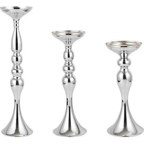 Bougeoir Chandelier 1 Bougie en Aluminium Argenté et Brillant Accessoire Déco pour Intérieurs Classiques Glamour et Traditionnels