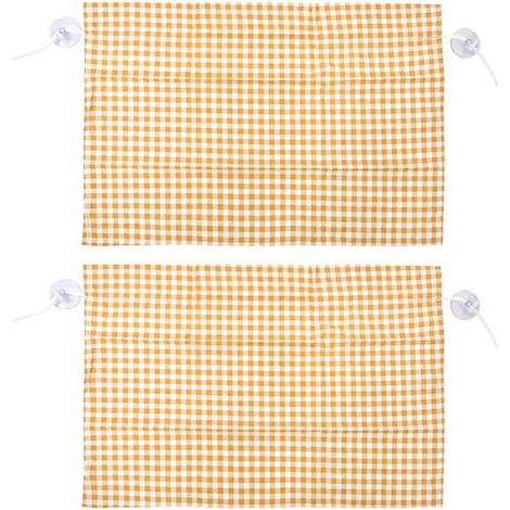 BelleRise - Lot de 2 rideaux pare-soleil latéraux de voiture anti-UV à motif quadrillé, avec ventouses, couleur jaune quadrillé. (1/4)