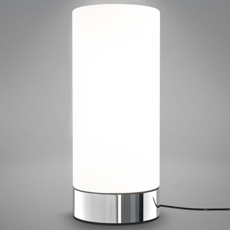 Nachttischlampe mit Touch, Dimmbar, E14 Fassung, Tischlampe, Lampe, Nachttischleuchte, Tischleuchte, Bürolampe, Leselampe, Leselicht, Glas weiß