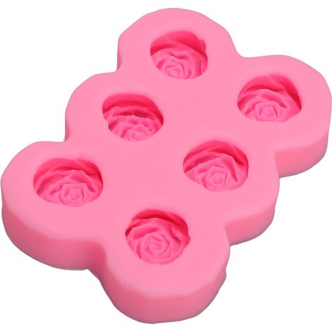 Rosen-Silikonform für Fondant, 6 Mulden, Blumenform für Süßigkeiten, Schokoladen-Eiswürfel, Zuckerdekoration, Tortendekoration, Küchenbackwerkzeug (1/5)