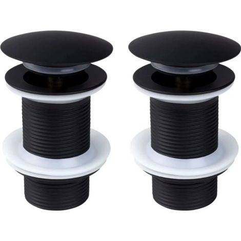 Forehill – Bonde de lavabo noire sans trop-plein – Lot de 2 pièces – Mécanisme pop-up – Laiton de haute qualité – Connexion G1¼ (1/5)