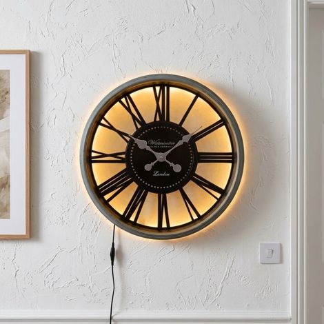 Contemporary Gun Metal LED Wall Clock (1/3)