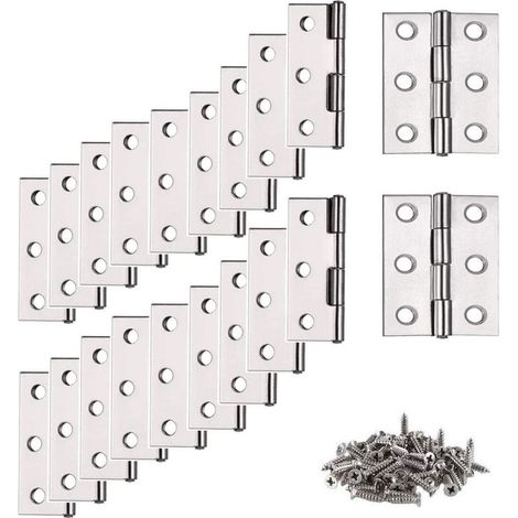 Charnière Inox, 20 pcs Petite Charniere, (avec 120Pcs M4 x 16mm Vis) Charnière, Charnière plate, Charnière pour La Maison Meubles Matériel Armoire (1/4)