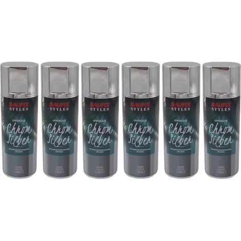6x Baufix Chrom Silber Effektlack Lackspray 400ml Farbspray Sprühdose Spraydose (1/4)