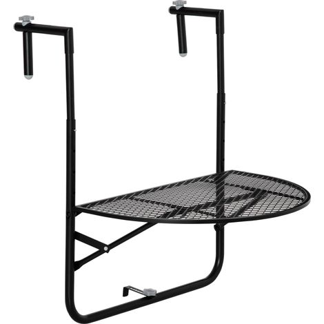 Easycomfort Tavolo da Ringhiera Pieghevole e Regolabile in Metallo, 60x60x57-72cm, Nero (1/5)