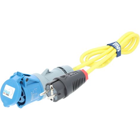 Kalle Adapterkabel Schuko 2,5mm² auf CEE 230V Extreme Signal Gelb IP44 1,5 Meter