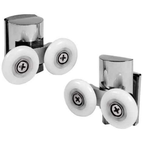VURAHOME - Ensemble de 2 Roulettes Doubles pour Porte de Douche Coulissante - 2 Roues de 23 mm de Diamètre en Alliage de Zinc, Roulette de Douche pour Salle de Bain. Roulettes Haut et Bas pour Porte d (1/5)