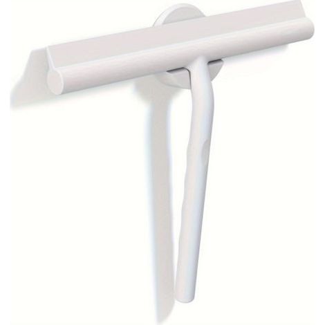 (Blanc, 28 cm) Raclette de Douche pour Douche, Salle de Bain, carrelage, Miroir, fenêtre, Support magnétique sans perçage, Autocollant, Design Moderne élégant. (1/4)