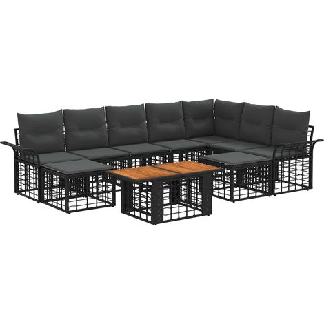 Set Divano da Giardino 10 pz Nero e Grigio scuro polyrattan vidaXL (1/5)