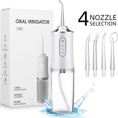 Nettoyeur dentaire à jet d'eau professionnel, irrigateur buccal portable pour blanchiment et hygiène des dents, nettoyage efficace des espaces interdentaires (1/5)