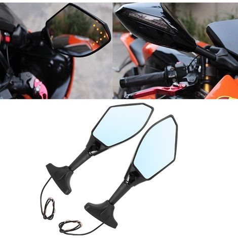 2 coques de rétroviseurs LED modifiées pour moto avec éclairage (noir) (1/5)