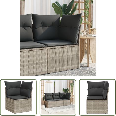 The Living Store Garten-Ecksofa mit Kissen Hellgrau Poly Rattan - Gartenmöbel - Ecksofa - Outdoor Möbel - Terrassenmöbel - Rattan Gartenmöbel (1/5)