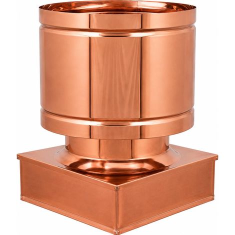 MAKA Comignolo a Botte Quadro, Terminale per Canna Fumaria Camino Stufa a Legna Pellet e Gas, Cappello Antipioggia Aspirafumo Base Quadra Rame 300x300 mm (1/5)
