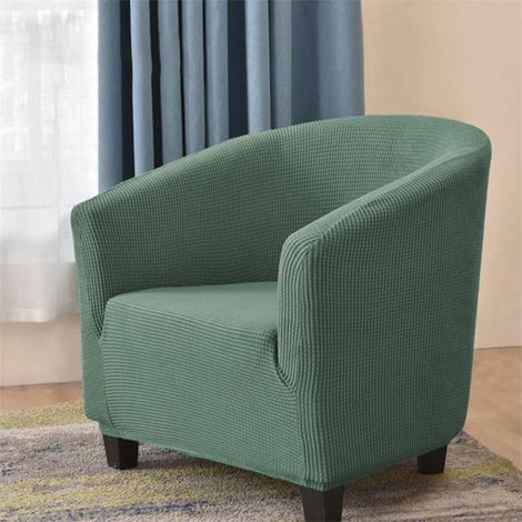 Jacquard Housse de Canapé Tub Chair Housse Fauteuil Club Extensible Lavable Antidérapant(Vert Foncé) (1/3)