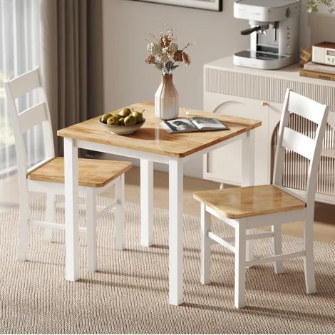 Set di 2 sedie da cucina 40/50,5/88,5 cm in legno di gomma, rovere e bianco (1/5)